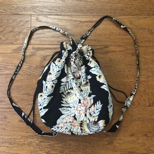 Floral drawstring beach bag